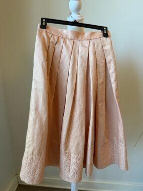 Banana Republic Peach/Blush Pleated A-Line Midi Skirt